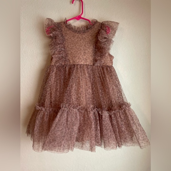 2 hip Elegant Brown Kids tiered animal print Formal Dress size 6 - Picture 6 of 6